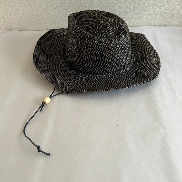 Wallaroo Hat Co Womens Fedora Sz M Woven Black Tan Outdoor Festival Boho Casual - Picture 1 of 10